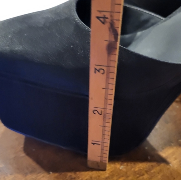 Jeffrey Campbell OVER-N-OUT Platform Black Satin Square Toe Shoes Size 6 - Picture 11 of 11